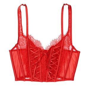 Victorias Secret - Dream Angels Unlined Lace-Up Corset Top (Red) - XS